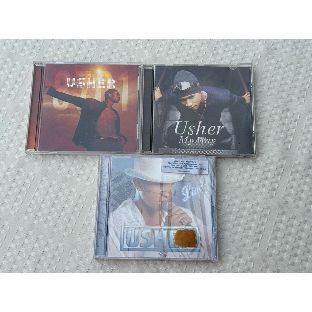 Lot 3 Usher CDs – R&B Classics (My Way, 8701, Live) – Original Collection